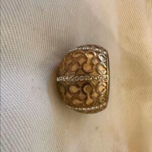 Coach Gold-Tone Patterned Ring